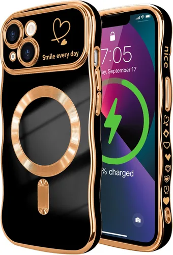Vista 101 de LCHULLE - Funda magnética para iPhone 13 para mujeres y niñas, con forma ondulada, color azul bebé