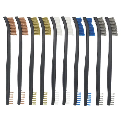 Vista 15 de Paquete de 10 cepillos de limpieza multiusos de doble punta para pistolas de 7 pulgadas, cepillos de cerdas de nailon de acero y latón (nailon)