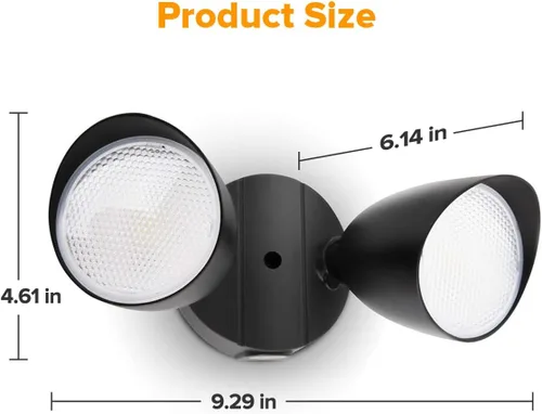Vista 7 de LUTEC 6222B Proyector LED exterior de cabezal doble, 2500 lúmenes 32 vatios, diseño de metal puro, luz de seguridad de pared impermeable de 5000 K