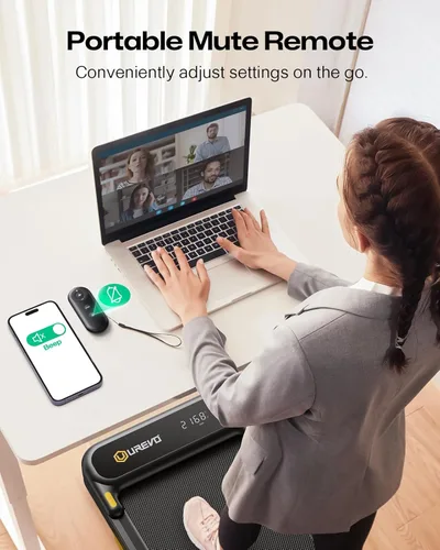 Vista 9 de UREVO Strol 2E Caminadora plegable inteligente 2 en 1, almohadilla compacta para caminar con mango de seguridad, Plug and Play, caminadora