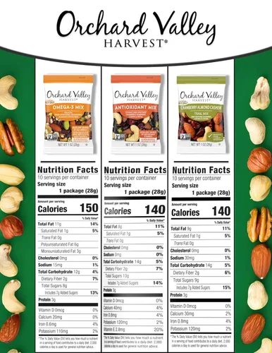 Vista 2 de Orchard Valley Harvest Active Snack Pack Mix, bolsas de 1 onza (paquete variado de 30), mezcla antioxidante, anacardo de almendras y arándanos