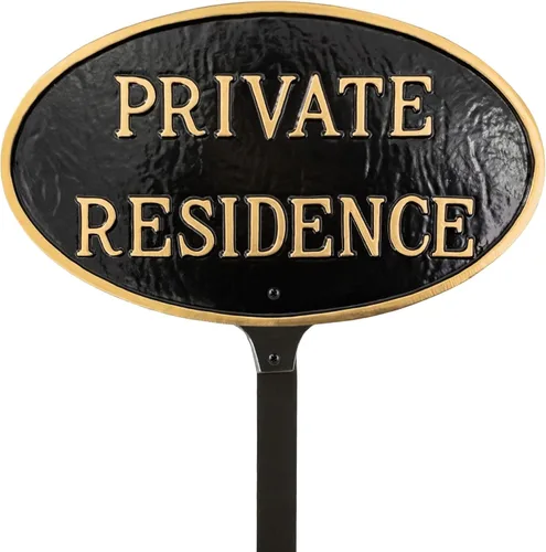 Vista 11 de Montague Metal Products Placa ovalada de residencia privada, negro con letras plateadas, 6 x 10 pulgadas