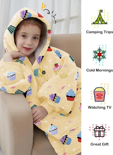 Vista 5 de Manta con Capucha Usable NOUKOW Manta Sherpa de Gran Tamaño Sudadera de Franela con Bolsillo Grande