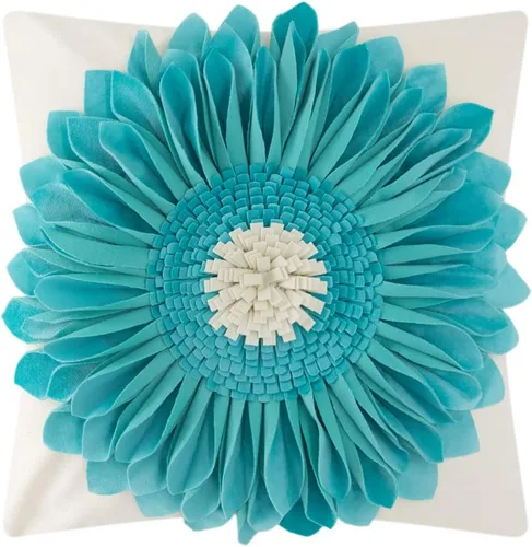 Vista 31 de OiseauVoler Fundas de almohada hechas a mano de 18 x 18 pulgadas, fundas de cojín de girasol 3D azules, fundas de almohada decorativas para sofá