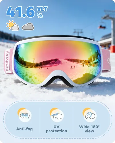 Vista 2 de findway Gafas de esquí para niños, gafas de snowboard para niños y niñas de 3 a 12 años