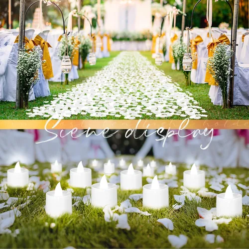 Vista 4 de Coume 6000 pétalos de rosa artificiales con 72 velas LED sin llama, decoraciones románticas, velas falsas, decoraciones de aniversario para el día
