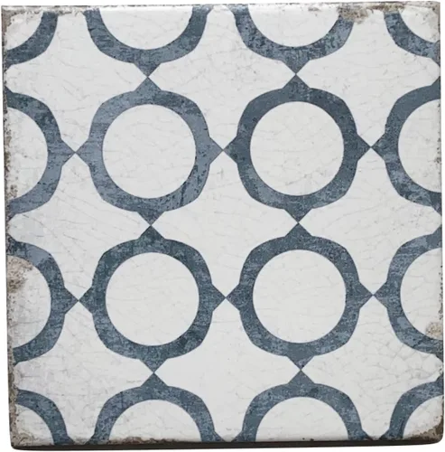 Vista 2 de Life in Color Collection Azure Circle Pattern Moderno Azulejo Español Porcelana Pared (4 Piezas)