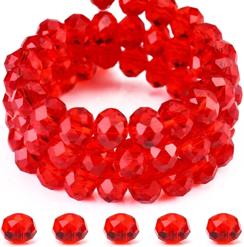 Vista 32 de Dowarm 400 cuentas de cristal de cristal, cuentas Briolette para hacer joyas, cuentas de cristal Rondelle de 0.157 pulgadas para manualidades