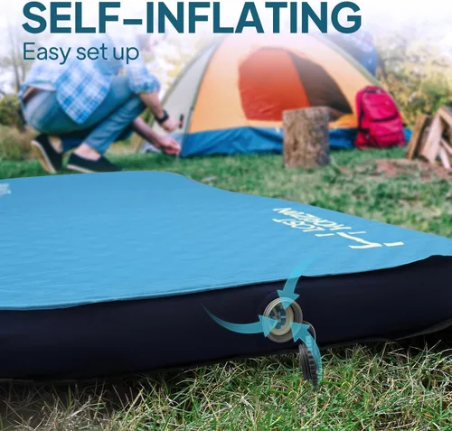 Vista 3 de LOSTHORIZON Colchoneta de dormir autoinflable de 4.5 pulgadas de grosor con espuma sólida, colchón de campamento con saco inflable, cama enrollable