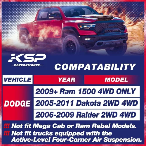 Vista 2 de KSP Kits de elevación frontal de 2 pulgadas para Ram 1500 2009-2026, kit de nivelación de 2 pulgadas para Dodge Ram 1500 4WD 2009-2026, Dakota 2WD
