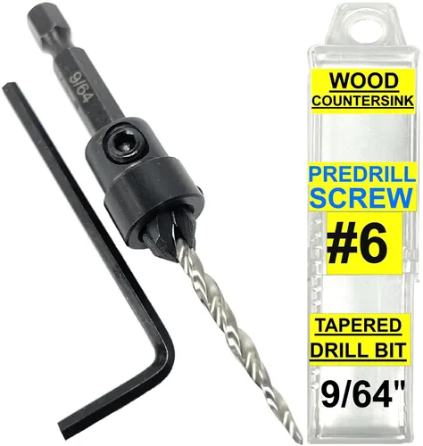 Vista 18 de FTG USA Juego de 3 brocas avellanadoras ajustables para madera #4 (7/64 pulgadas) con brocas cónicas para carpintería