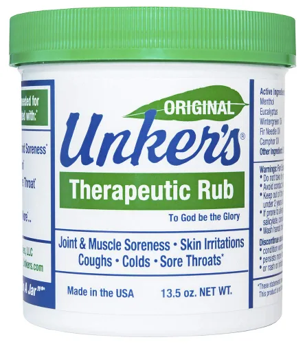 Unkers - Frote terapéutico para dolor en las articulaciones, dolores musculares, crema para quemar o calmar la tos, 13.5 onzas