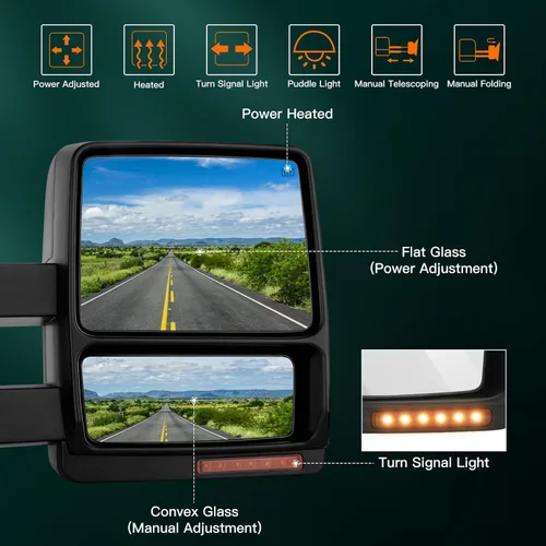 Vista 2 de Autodayplus para camioneta Ford F150 2007-14 espejos laterales de pasajero/conductor, señal de giro, climatizada, luz de charco, par de espejos