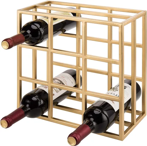 Vista 9 de MyGift Botellero redondo de metal negro moderno para 12 botellas, estante de almacenamiento horizontal de 6 niveles para cocina, sala de estar