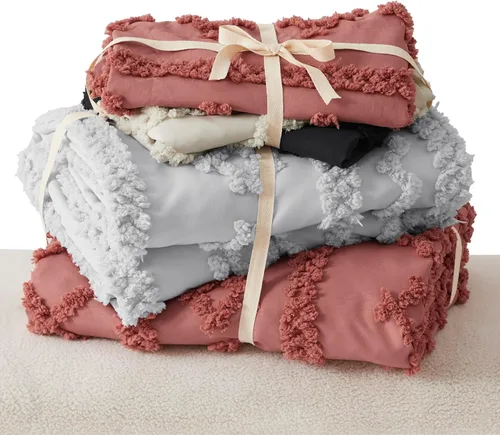 Vista 41 de Bedsure Funda de edredón bohemia para niños tamaño Queen (relleno de edredón/edredón no incluido) - Funda de edredón copetuda Queen para todas