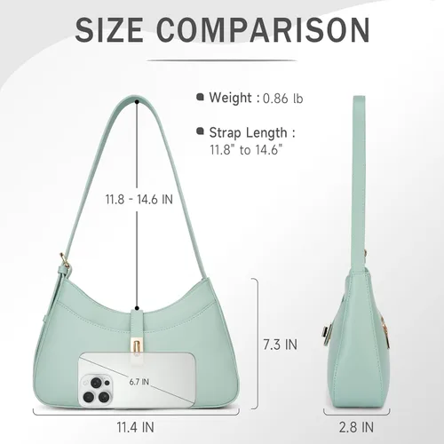 Vista 5 de APHISON Bolso de hombro para mujer, de piel vegana, monederos y bolsos de mano con correa ajustable