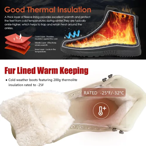 Vista 3 de ulogu Snow Boots for Men WomenInsulated Waterproof Fur Lined BootiesLightweight Winter Shoes