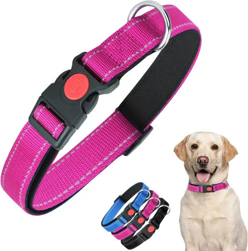 Vista 9 de Nobleza - Collar para perros grandes, collar reflectante ajustable para perros con cierre de seguridad y hebilla de liberación rápida, collar