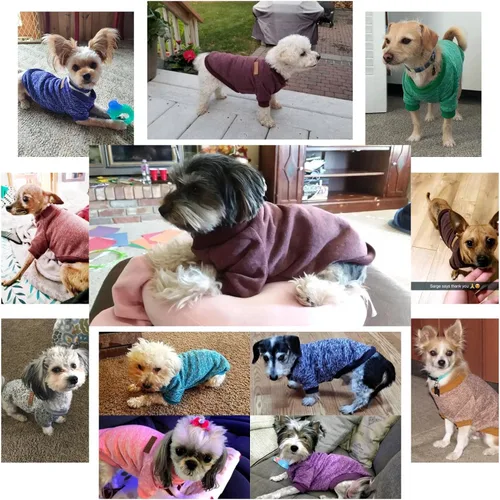 Vista 3 de Ropa de punto clásica para perro, suéter cálido para invierno, abrigo para cachorro, suéter suave para mascotas, ropa para perros pequeños