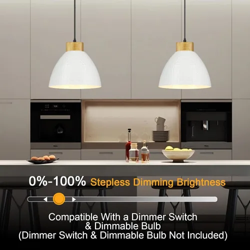 Vista 3 de Farmhouse Metal Pendant Light Fixture, 10.2" White Kitchen Island Lights, 55" Adjustable Height Modern Pendant Lighting for Kitchen Island Bar Sink