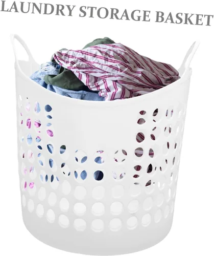 Vista 9 de Cabilock Cesta de lavandería portátil con asa para ropa de baño, cesta de almacenamiento ventilada para lavandería, cestas de almacenamiento, cesta