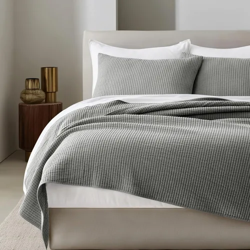 Vista 14 de EVERGRACEHOME juego de colcha de algodón tamaño Full Queen de 3 piezas, colcha acolchada con diseño acanalado ligero y suave, juego de ropa de cama