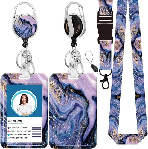 Vista 13 de Cordón para credencial y soporte para tarjetas de identificación, carretes retráctiles con clip para cinturón de carrete de mosquetón, cordón