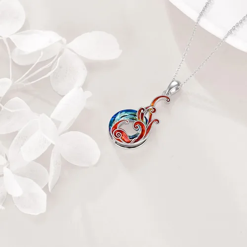 Vista 4 de YAFEINI Collar con colgante de Phoenix de plata de ley 925, regalo de joyería para mujeres, niñas y mamá