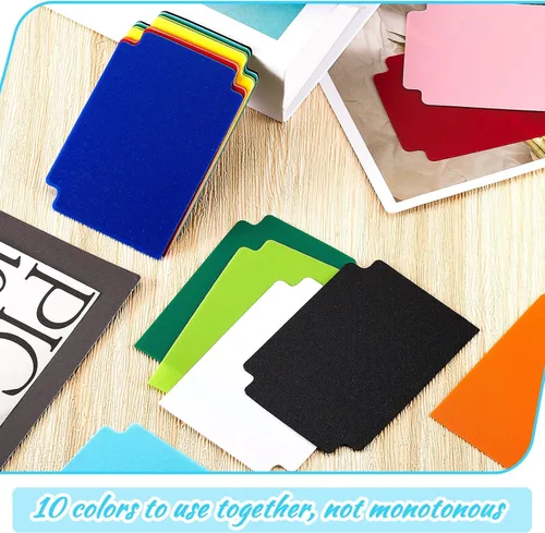 Vista 5 de 100 separadores de tarjetas intercambiables, separadores de tarjetas de plástico, separador multicolor esmerilado con pestañas, vertical estándar