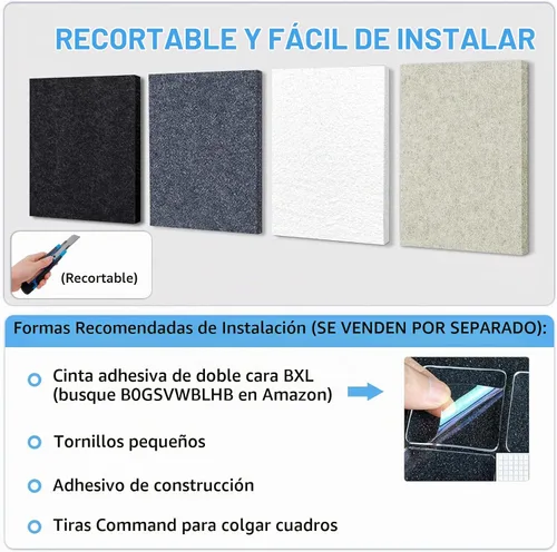 Vista 7 de BXI Absorción de sonido, 12 x 12 x 0.4 pulgadas, 16 paneles de absorción acústica de alta densidad, paneles de absorción de sonido que reducen