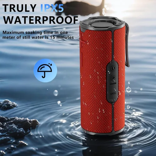 Vista 2 de COOPERS Altavoz Bluetooth portátil, altavoz Bluetooth inalámbrico, altavoces impermeables IPX5 con luces RGB, graves profundos de sonido estéreo