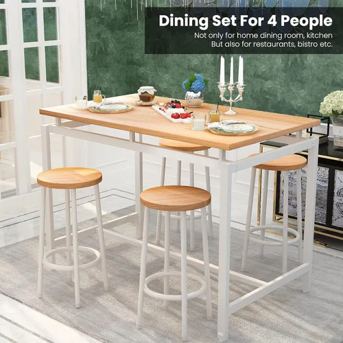 Vista 88 de DKLGG Juego de mesa de comedor para 4, mesa de cocina moderna y sillas para 4 tapas de madera y patas de metal ajustables, juego de mesa de comedor