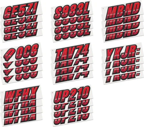 Vista 4 de STIFFIE Techtron Rojo/Negro 3" Barco & PWC Adhesivos de Registro • Etiquetas Adhesivas Letras Números