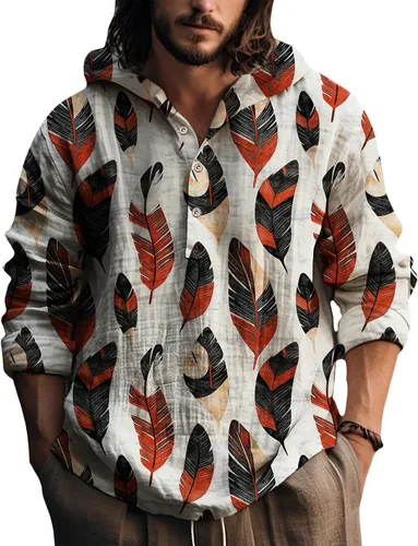 Vista 18 de Sudadera con capucha para hombre, estilo vintage, con estampado étnico, manga larga, 3 botones, con capucha, para otoño, a la moda, cómoda, retro