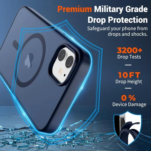 Vista 1165 de SUPFINE - Funda magnética para iPhone 13 Pro Max (compatible con MagSafe), (protección contra caídas de grado militar de 10 pies), delgada, Negro