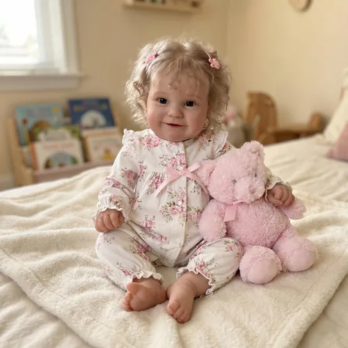 TERABITHIA Muñeca de bebé renacida realista de 20 pulgadas de tamaño real con cabello rizado enraizado, cara dulce, hecha de vinilo de cuerpo