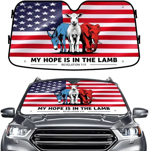 Vista 66 de GENANY Eagle - Parasol para parabrisas de automóvil, SUV, camión (55 x 30 pulgadas), parasol patriótico para parabrisas, protectores para ventanas