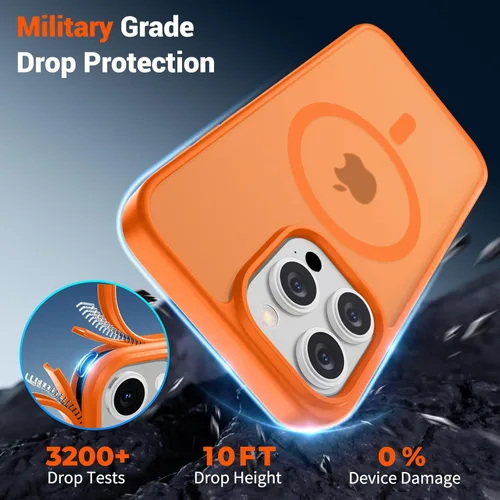 Vista 947 de SUPFINE - Funda magnética para iPhone 13 Pro Max (compatible con MagSafe), (protección contra caídas de grado militar de 10 pies), delgada, Negro