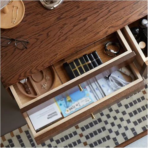 Vista 3 de BONAD Simple Dressing Table Bedroom Dressing Table Small Dressing Table Desk Makeup Stool Set Wooden with Drawer Dressing Table (Size : 68cm)