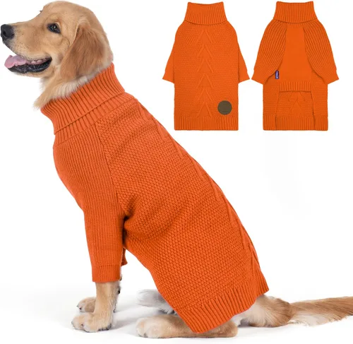 Vista 26 de cyeollo Suéter para perro pequeño, suéteres cálidos de cuello alto para perros pequeños, sudadera tejida para perrito con mangas, suéter de otoño e