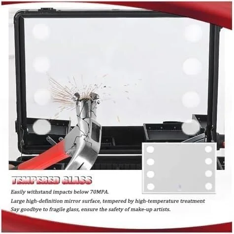 Vista 3 de Maletín De Maquillaje Con Ruedas, Maletín De Maquillaje Iluminado De Aluminio Con Luces Led, Organizador De Maquillaje Profesional, Estuche De