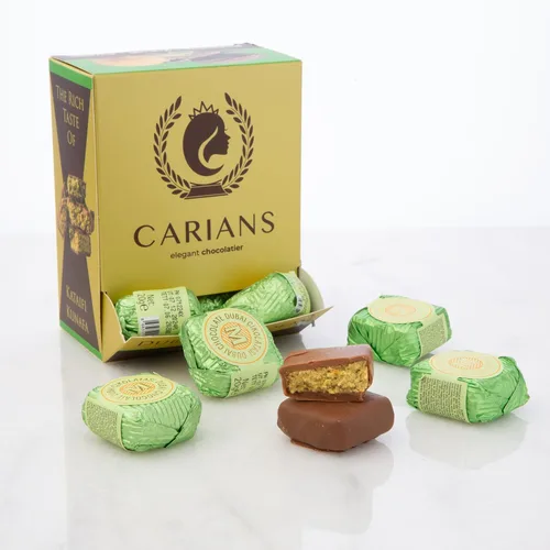 Vista 13 de Barra de Chocolate CARIAN'S Dubai con Pistacho, Chocolate de Lujo con Kunafa Crujiente, Ideal para Regalos, Aniversarios, Acción de Gracias, Navidad
