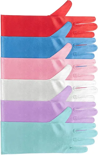 Vista 3 de Zhanmai 6 pares de guantes de satén de princesa, guantes largos formales para fiestas