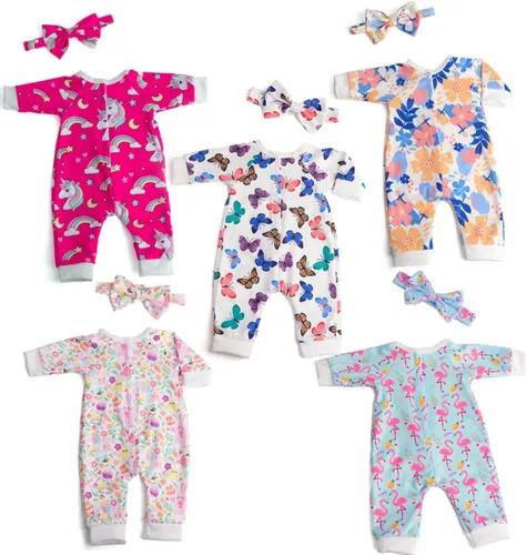 Vista 2 de Juego de 5 accesorios para muñecas de bebé, ropa y diademas para muñecas de 14 a 18 pulgadas, 10 unidades en total