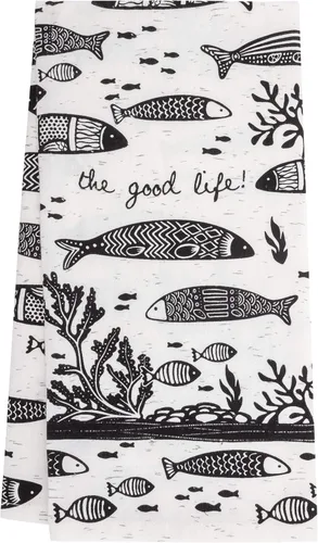 Vista 25 de Karma Gifts - Toalla de té bohemia en blanco y negro, perro, 28 pulgadas de largo x 20 pulgadas de ancho