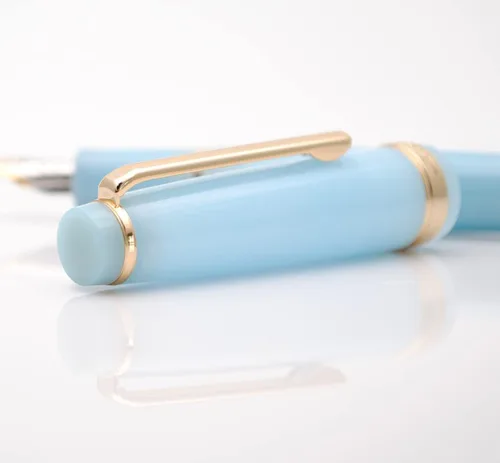 Vista 8 de JINHAO 82 - Pluma estilográfica con clip dorado (punta F 0.020 in, azul cielo transparente)