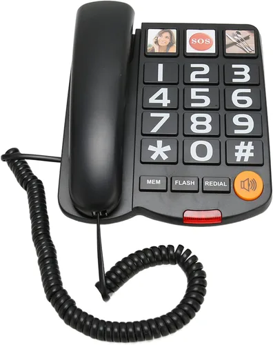 Teléfono grande con cable para personas mayores, teléfonos fijos retro con timbre adicional para personas con discapacidad auditiva, volumen