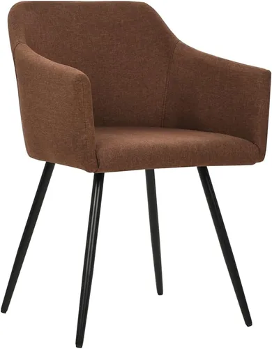 Vista 3 de Dining Chair Set of 2, Brown Fabric Upholstered, Ergonomic Kitchen Seating, Modern Metal Frame, Comfortable for Dining Room