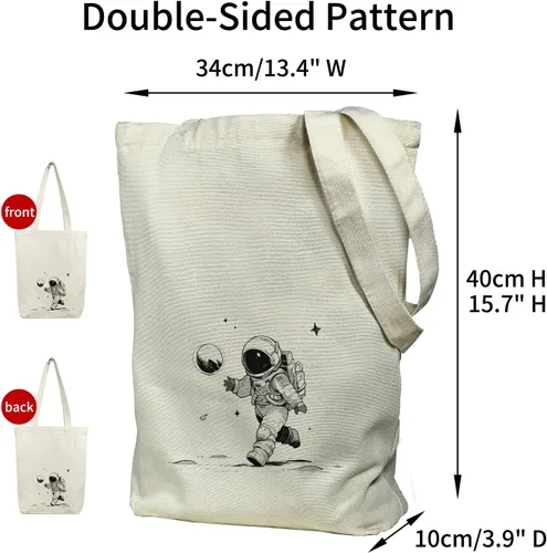 Vista 3 de itgowisa Bolsa de lona reutilizable con cremallera y asas, bolsillo grueso, para compras, compras, playa, regalo