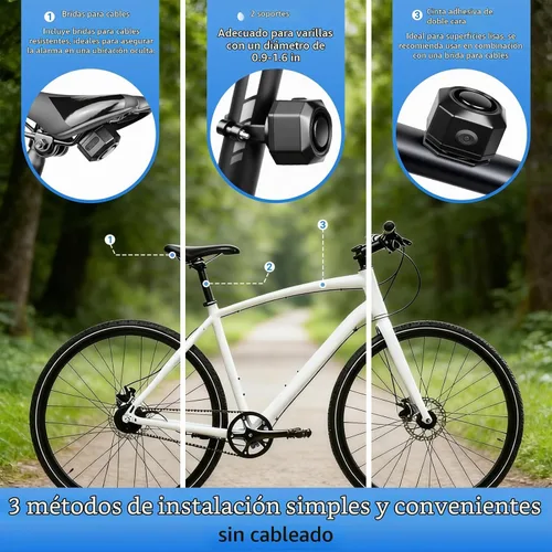 Vista 3 de NineLeaf Alarma para Bicicleta USB Recargable con Montura, Alarma para Bicicleta con Control Remoto, Sensor de Movimiento y Vibración Inalámbrico